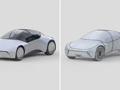 Retro-Futuristic Compact Car 3D model