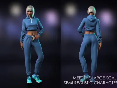 Streetwear Girl 1-16 - Sportswear Girls Pack Game-Ready Low-poly 3D model