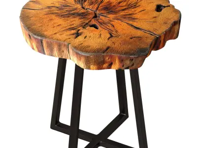 Wooden coffee side table made of Slab wood in Rustic Eco Loft  3D model