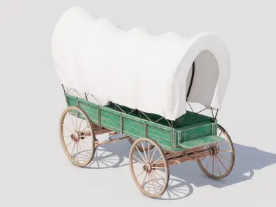 Covered Wagon 02 Low-poly 3D model