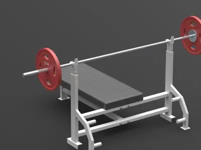 Chest press bench press Barbell gym 3D model