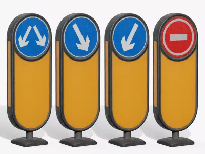 Traffic Bollard Island A Low-poly 3D model