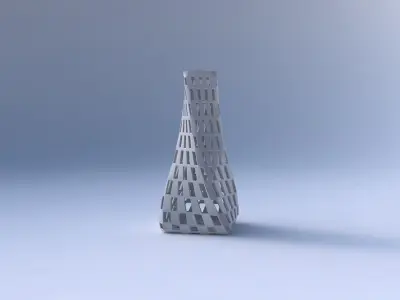 Vase twisted squeezed quadratic with checker grid lattice 3D print model