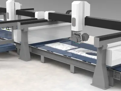 Industrial 5-Axis CNC Bridge Router 3D model