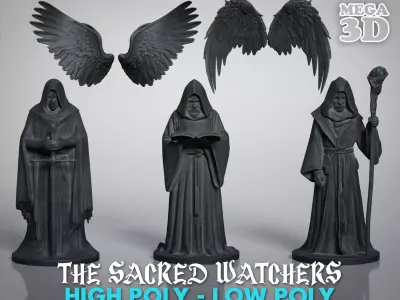 The Sacred Watcher Statues Low-poly 3D model