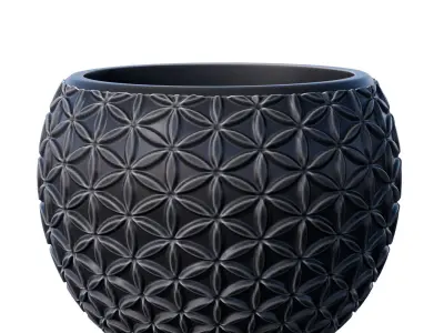 Decorative Floor Relief Flower Vase Urn Pot Planters Decoration 3D model