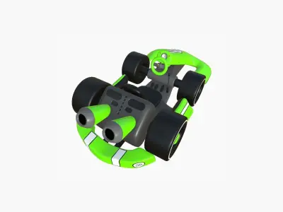 Cartoon Kart D04 Green - Vehicle Racing Design Low-poly 3D model