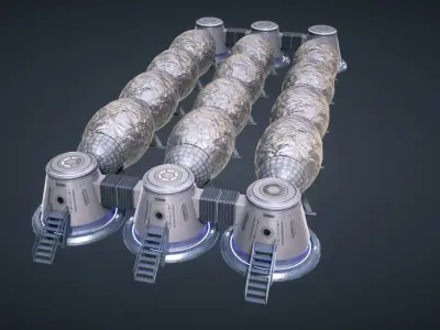 Mars KitBash - Station Low-poly 3D model