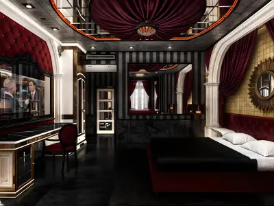 Luxurious and Elegant Hotel Room Design Low-poly 3D model