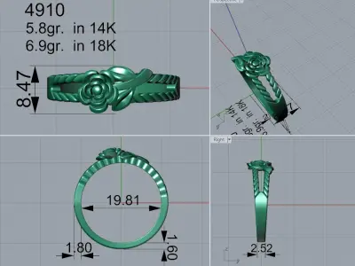 Twisted rose ring 4910 3D print model