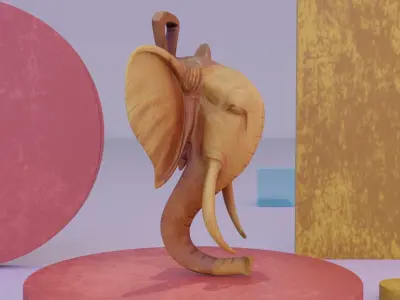 Elephant head wall decor Low-poly 3D model