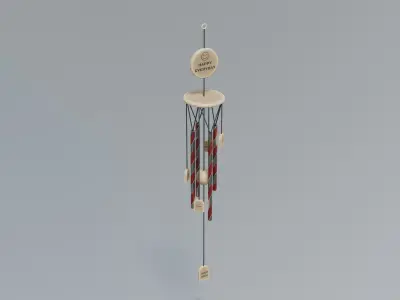 Wind Chime Low-poly 3D model