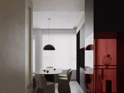 Modern living room dining room interior scenes 322 3D model
