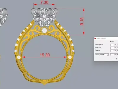 Veragio Elegant Ring Jewelry Gold 3D print model