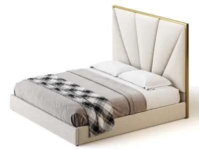 Royal Blue Upholstered Luxury King Size size Bed 3D model