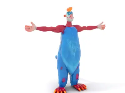 Cartoon Monster Character Model Pack with Colorful Fur Texture Low-poly 3D model