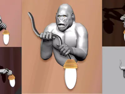 Lamp gorilla wall decor 3D model