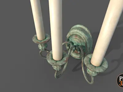 Old Wall Candlestick -1A Low-poly 3D model