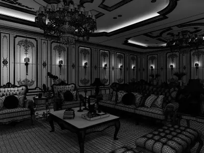 Luxury VIP Living scene 3D model