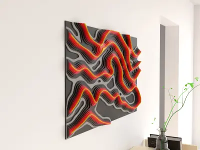 Parametric design Lava wallart CNC files Dxf  for laser cutting 3D model