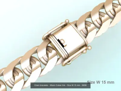 Chain bracelets - Miami Cuban link - 3 Size  - N636 3D Model Collection