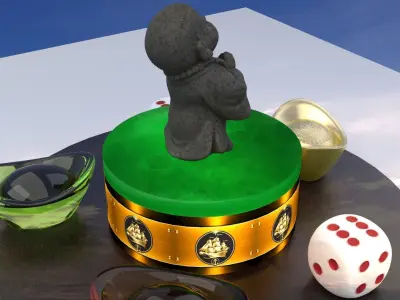 Chinese gold ingot with monk kid 3D model