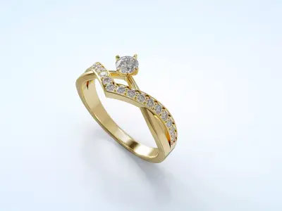 Wedding Bridal Ring With Round Cut 3D print model