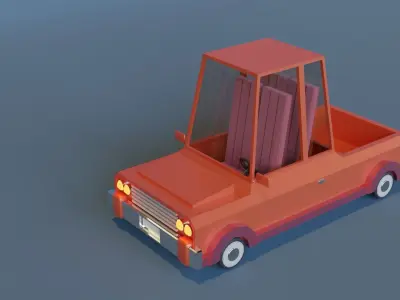 Stylized low poly Car 3D model  3D model