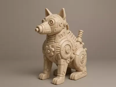 Mechanical Dog Sculpture 3D print model