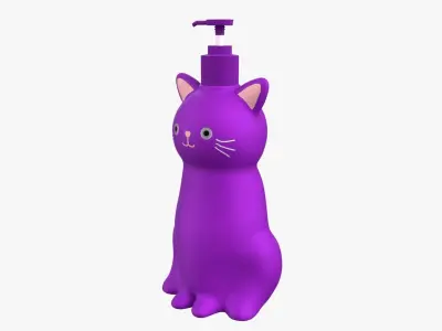 Cat Liquid Soap Dispenser Purple Version 3D model