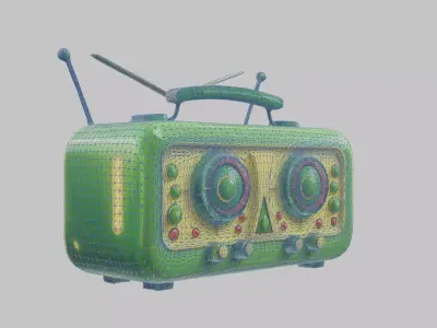 Vintage stylized radio electronics Low-poly 3D model