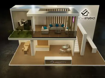 Double decker booth 3D Model 12m x 6 m  - 72 square meters  3D model