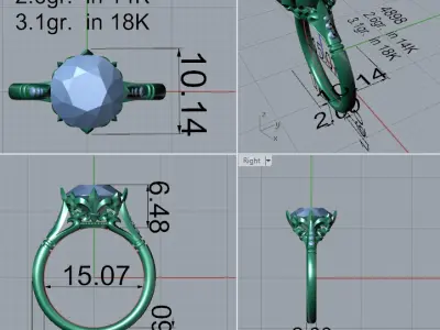 Ring with round stone 4898 3D print model