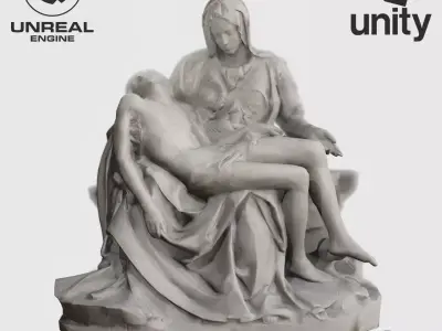 VR Sculpture La Pieta by Michelangelo Ultra-Low-Poly Low-poly 3D model