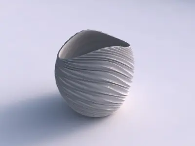 Bowl compressed 3 with wavy extruded lines 3D print model