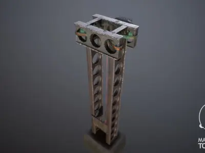 cyber punk light on pillar Low-poly 3D model