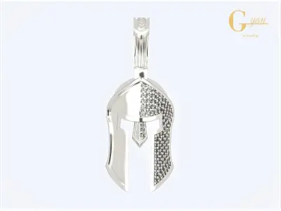 spartan pendant with stones male pendant 3D print model