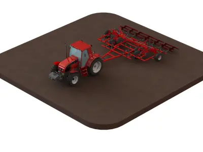 WG 0038 - Field cultivator 6m Low-poly 3D model