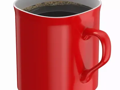 Coffee Mug Red With Coffee 3D model