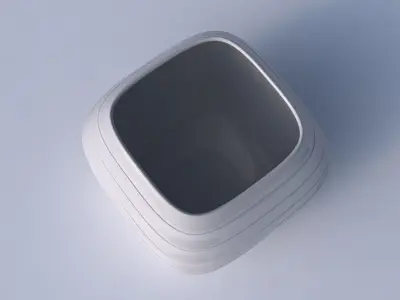 Bowl semi-quadratic with smooth horizontal dents 2 3D print model