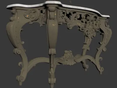 classic console table and decorative mirror 3D model