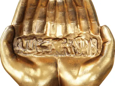 Decorative figurine of hands with Muslim inscription 3D model
