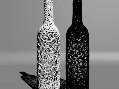Voronoi Wine bottle 3D print model