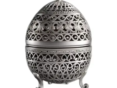 Elegant Silver Filigree Jewelry Box Low-poly 3D model