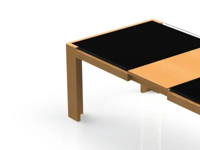 Wooden Table with Glass Top Free 3D model