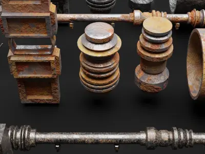 Dystopic style city props Low-poly 3D model