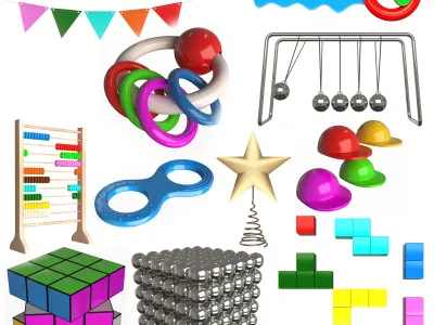 25 3D Models Toys Collection Low-poly 3D model