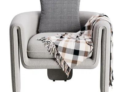 Sculptural Upholstered Lounge Chair 3D model