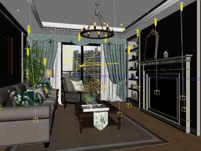Modern American Style Living Room Low-poly 3D model