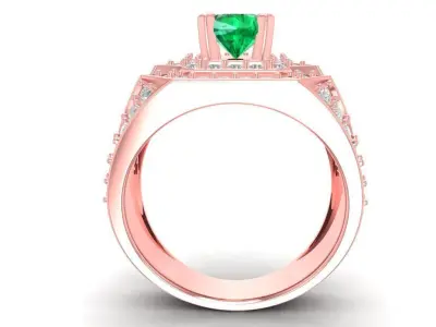 Luxury Emerald Diamond Men Ring 2213 3D print model